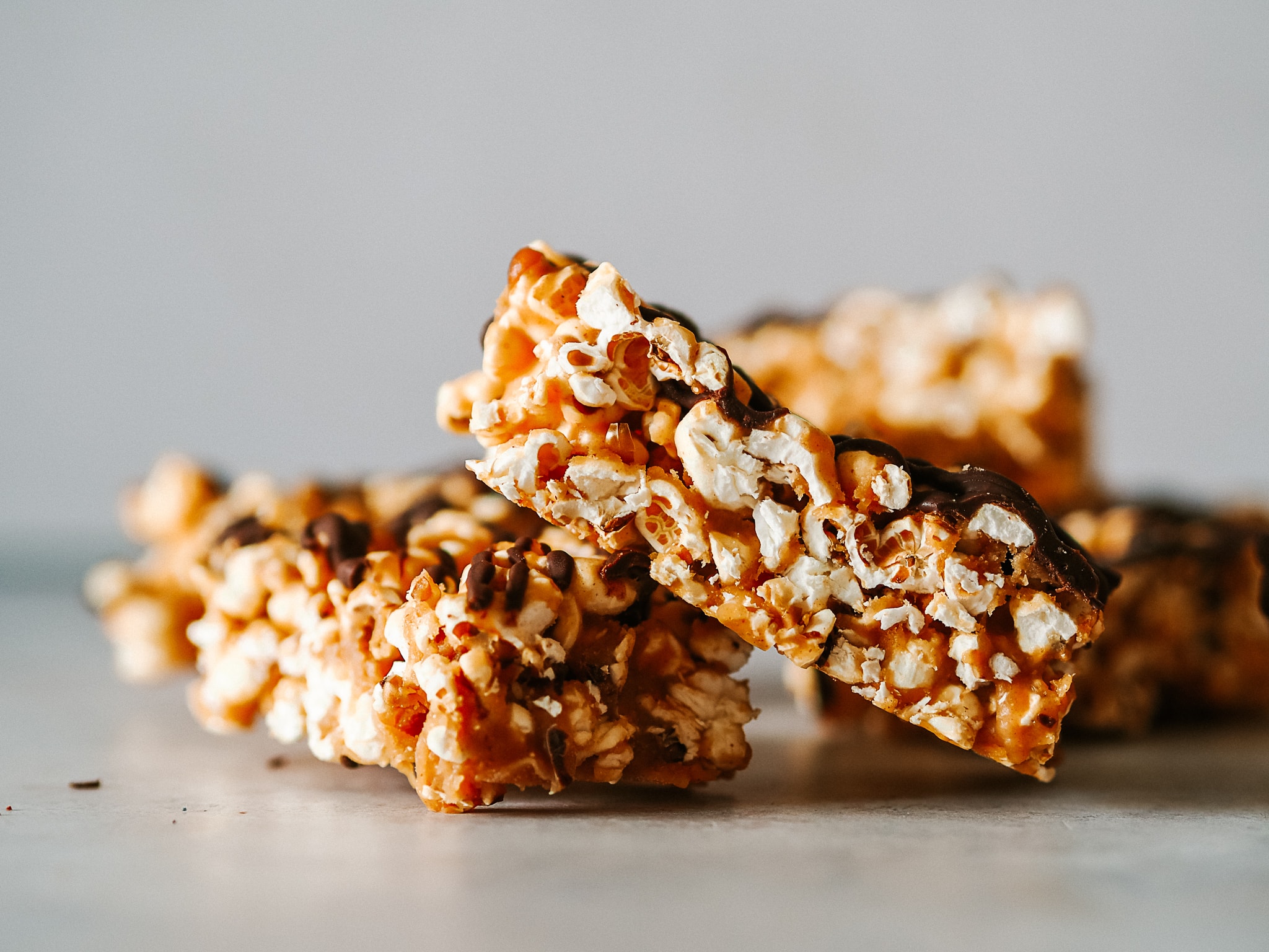 Nutty Caramel Popcorn Slice