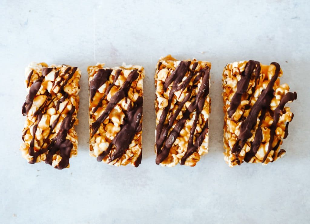 Nutty Caramel Popcorn Slice